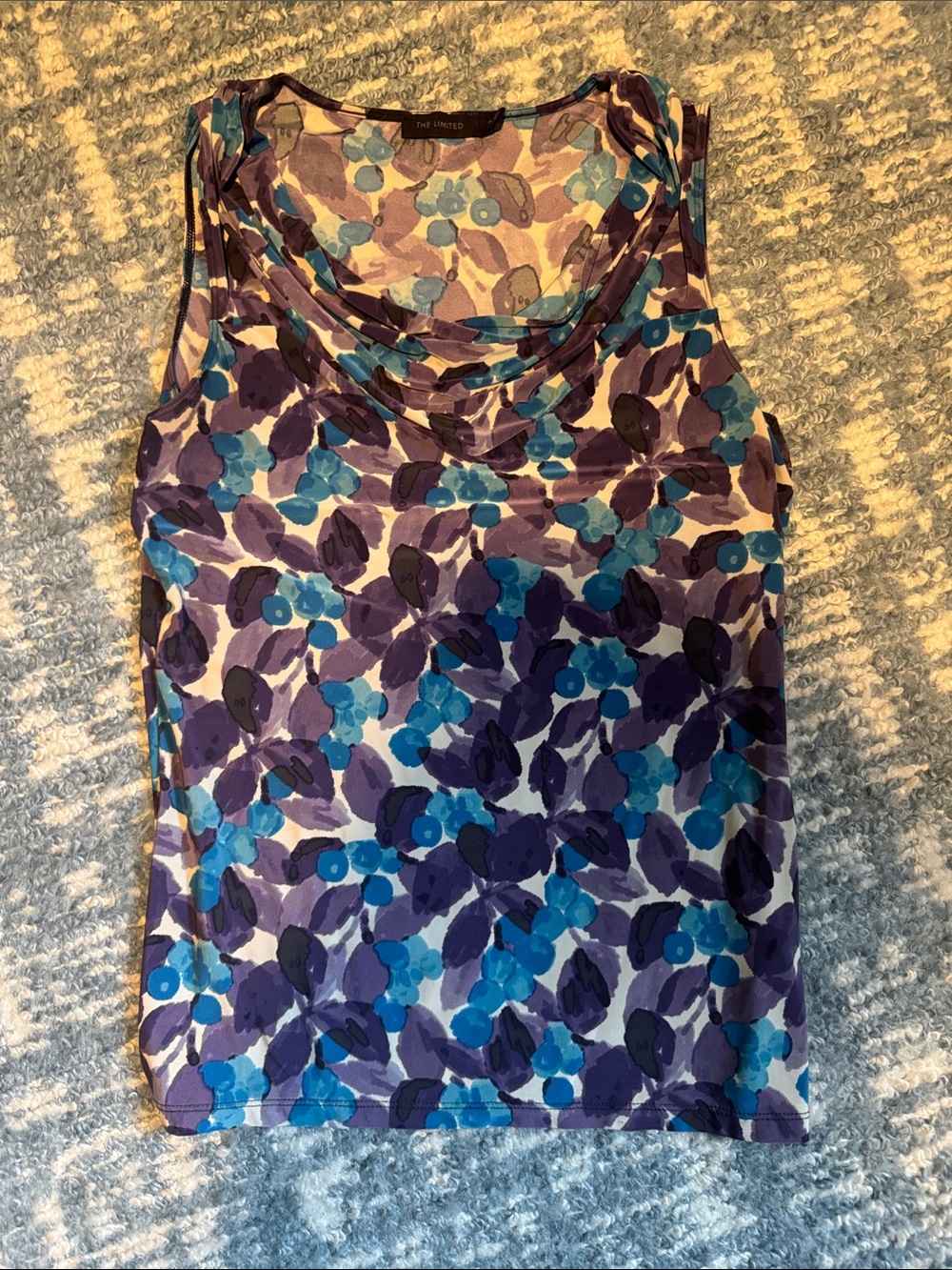The Limited Blue & Purple Floral Cowl-Neck Tank